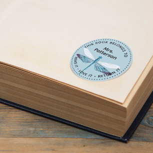 Dragonfly This Book Belongs To Personalised Classic Round Sticker