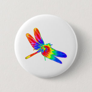 Dragonfly Tie Dye Rainbow 6 Cm Round Badge