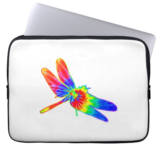Dragonfly Tie Dye Rainbow Laptop Sleeve (Front)