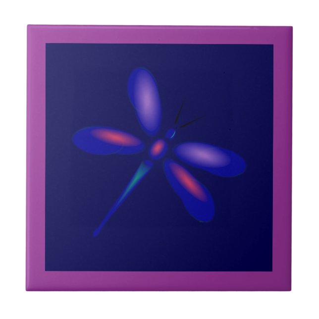 Dragonfly Tile (fuschia border) (Front)