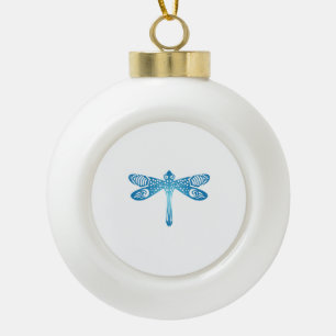Dragonfly Tribal Tattoo Gift Idea Ceramic Ball Christmas Ornament