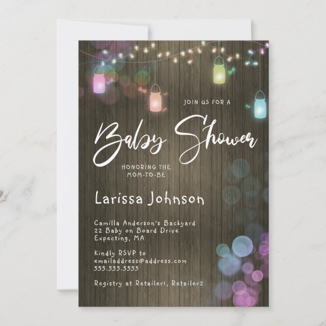 Dragonfly Twinkle Lights Baby Shower Invitation (Front)