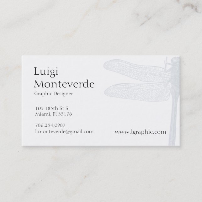 Dragonfly, Unique Personal Business Card (Front)