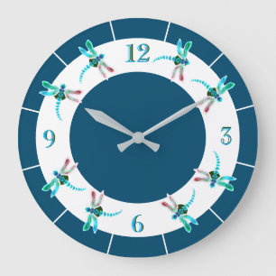 Dragonfly Wall Clock (Round / Blue)
