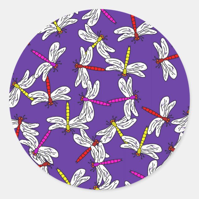 Dragonfly Wallpaper Classic Round Sticker (Front)