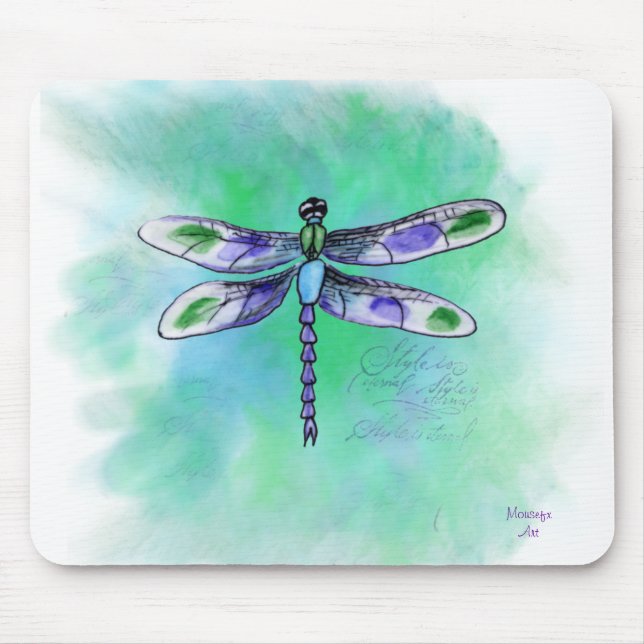 Dragonfly Watercolor Mousepad (Front)