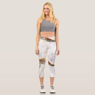 Dragonfly Watercolor Pastel White Background Capri Leggings