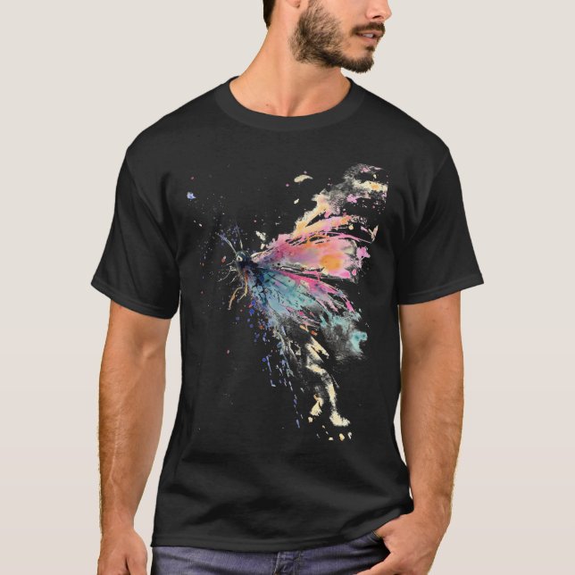 Dragonfly Watercolor Splashing T-Shirt (Front)
