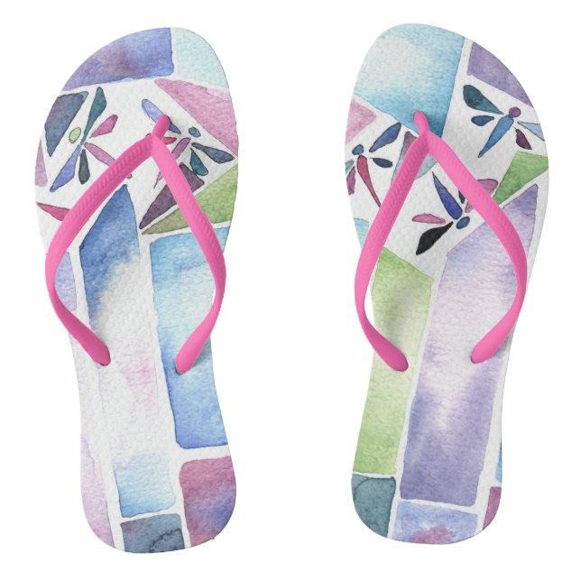 Dragonfly Watercolor Thongs (Footbed)