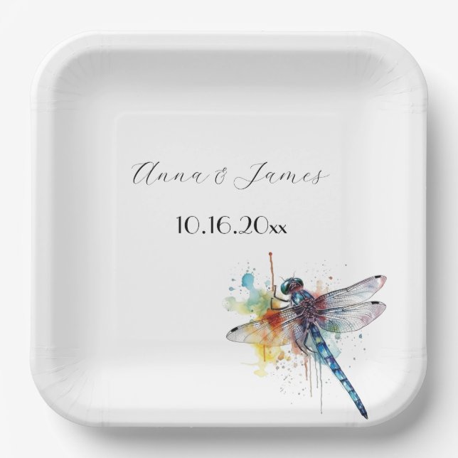 Dragonfly Wedding, custom  Paper Plate (Front)