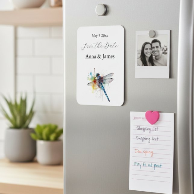 Dragonfly Wedding, custom save the date sticker Magnet (Creator Uploaded)