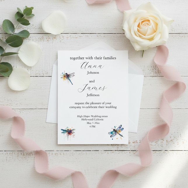 Dragonfly Wedding Invitation Postcard (Creator Uploaded)
