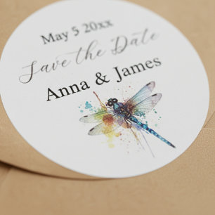 Dragonfly wedding save the date sticker