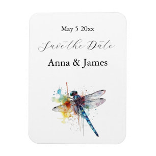 Dragonfly wedding save the date sticker magnet