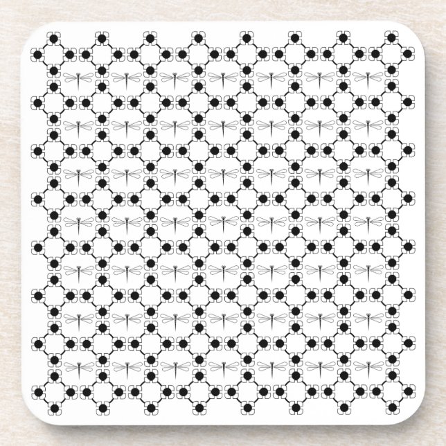 Dragonfly - White Hard Plastic coasters - set of 6 (Front)