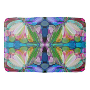 Dragonfly Wildflower Garden Abstract Floral Bath Mat