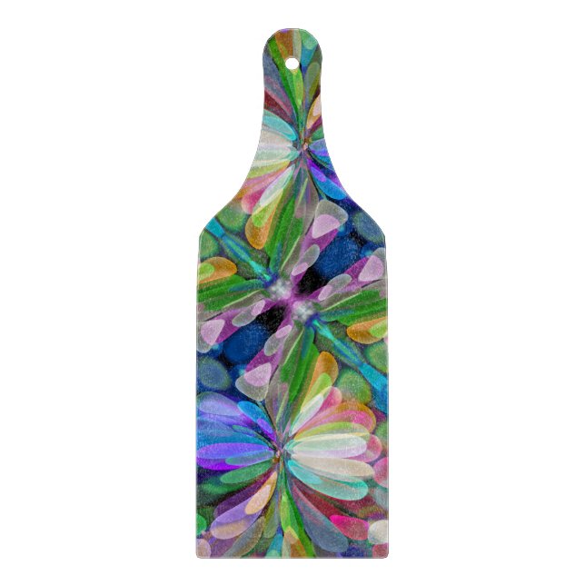 Dragonfly Wildflower Garden Abstract Floral Cutting Board (Front)