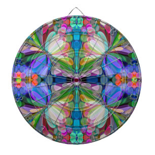 Dragonfly Wildflower Garden Abstract Floral Dartboard