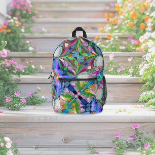 Dragonfly Wildflower Garden Abstract Floral Printed Backpack