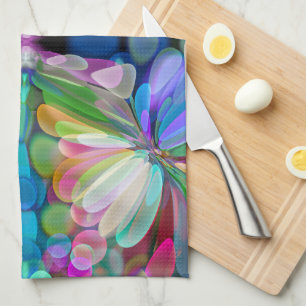 Dragonfly Wildflower Garden Abstract Floral Tea Towel