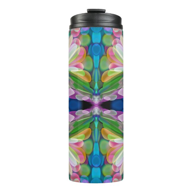 Dragonfly Wildflower Garden Abstract Floral Thermal Tumbler (Front)