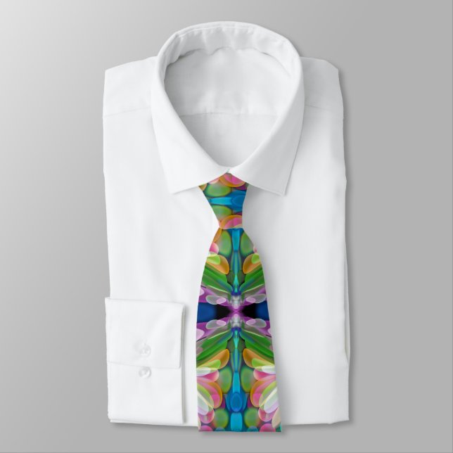 Dragonfly Wildflower Garden Abstract Floral Tie (Tied)