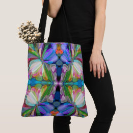 Dragonfly Wildflower Garden Abstract Floral Tote Bag