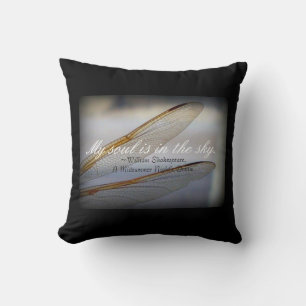 Dragonfly Wings Macro with Shakespeare Quote  Cushion
