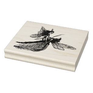 dragonfly with fairy rubber stamp