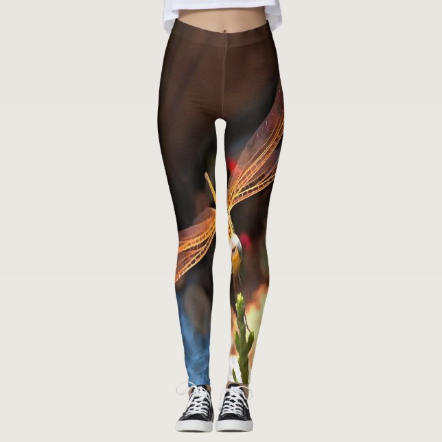 Dragonfly With Sunlight Gilded Wings Leggings (Front)