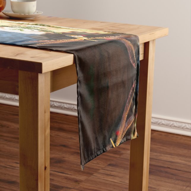 Dragonfly With Sunlight Gilded Wings Short Table Runner (In Situ)