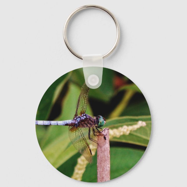 Dragonfly with white flowers key ring (Front)