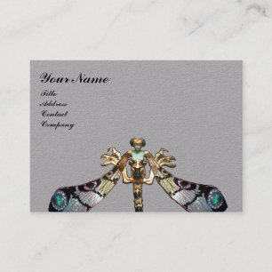 DRAGONFLY WOMAN FANTASY JEWEL Grey White Business Card