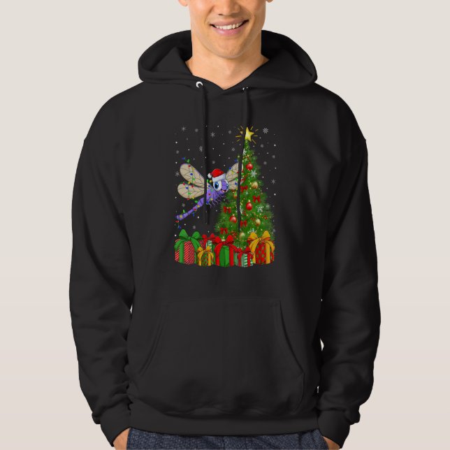 Dragonfly   Xmas Holiday Santa Dragonfly Christmas Hoodie (Front)