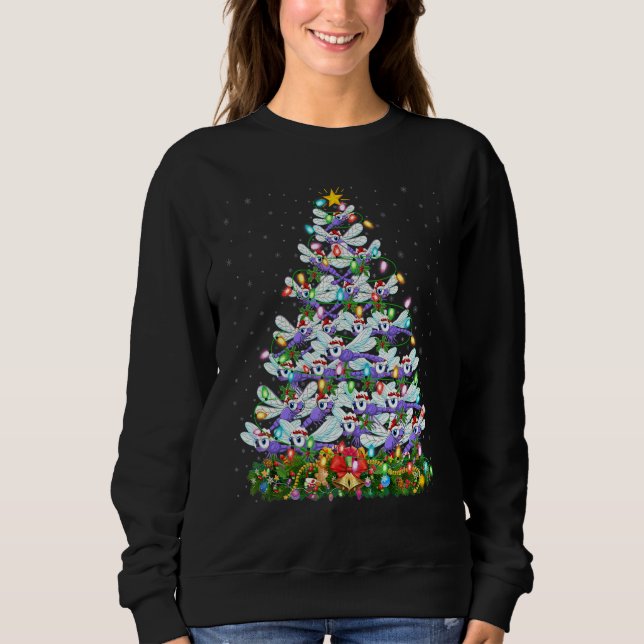 Dragonfly   Xmas Lights Santa Dragonfly Christmas  Sweatshirt (Front)