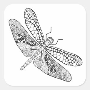 Dragonfly Zendoodle Square Sticker