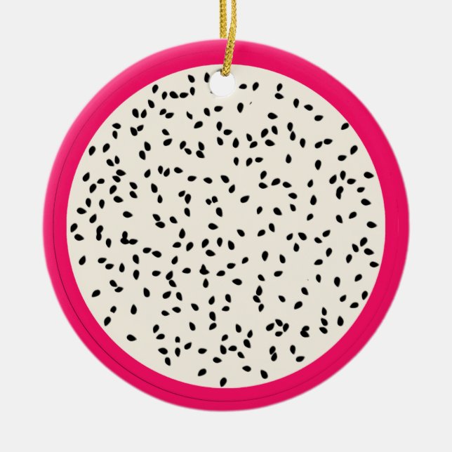 Dragonfruit / Dragon Fruit Stylised Fruit Slice Ceramic Ornament (Front)