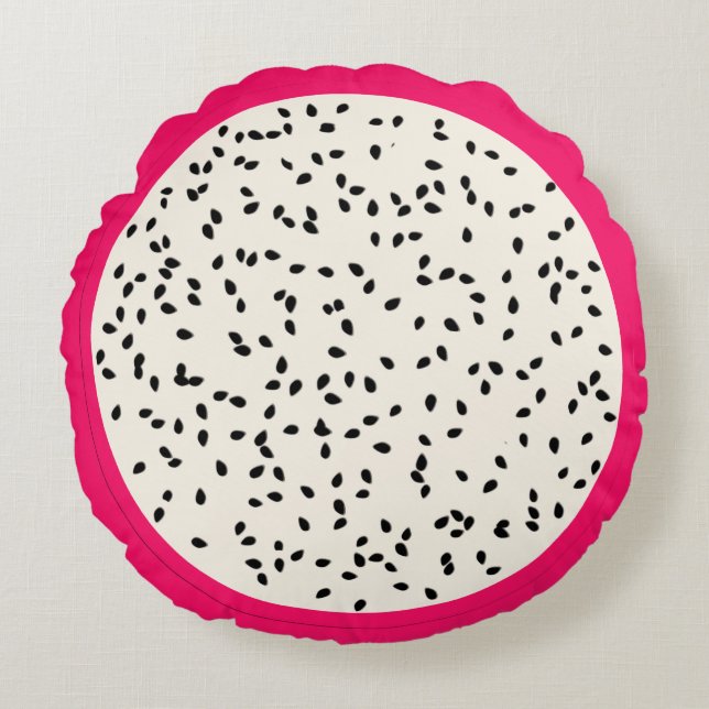 Dragonfruit / Dragon Fruit Stylised Fruit Slice Round Cushion (Front)