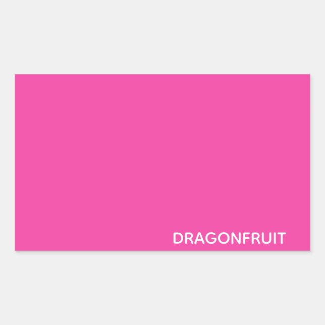 Dragonfruit pink colour name rectangular sticker (Front)