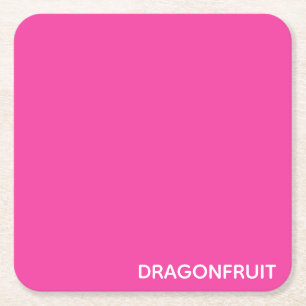Dragonfruit pink colour name square paper coaster