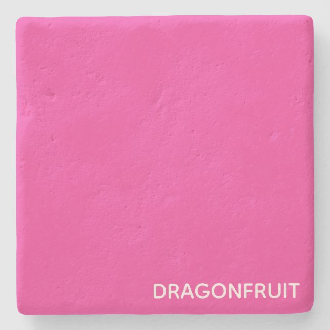 Dragonfruit pink colour name stone coaster (Front)
