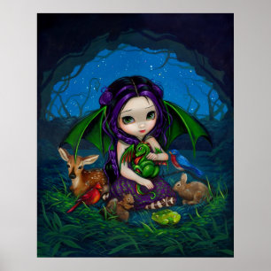 Dragonling Garden 3 fantasy fairy dragon Art Print