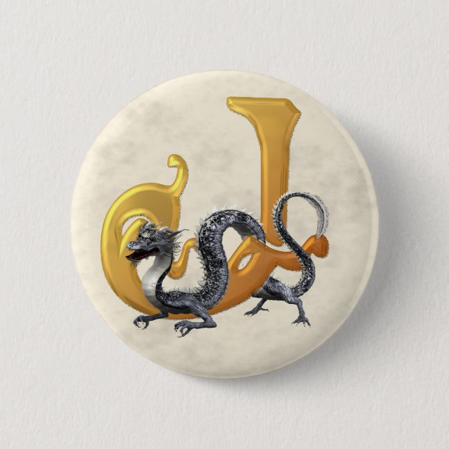 Dragonlore Initial J 6 Cm Round Badge (Front)