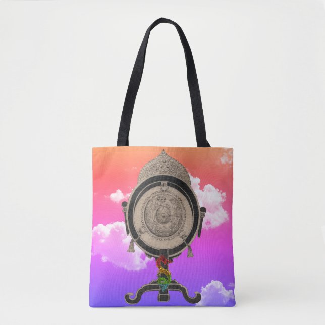 Dragons and Ancient Drum in the Clouds Tote Bag (Front)