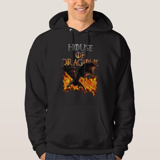 Dragons and Fire Cool Fantasy Hoodie (Front)