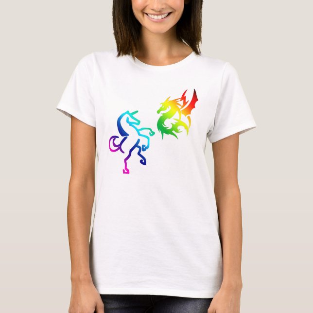 Dragons and Rainbow Unicorns T-Shirt (Front)
