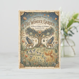 Dragons and Unicorns Vintage Whimsical Art Card