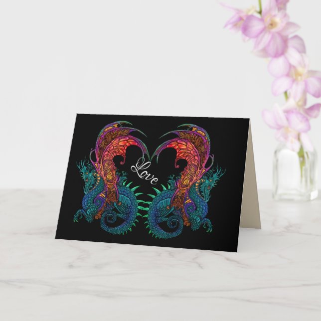 Dragons Art Nouveau style~greeting card (Orchid)