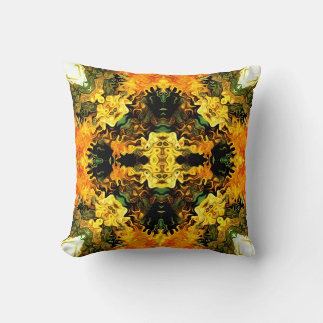 Dragons (colourful psychedelic abstract pattern) cushion (Front)