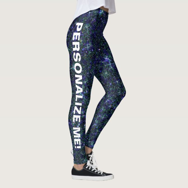 Dragon's Deep Blue Glitter CUSTOM TEXT Leggings (Right)